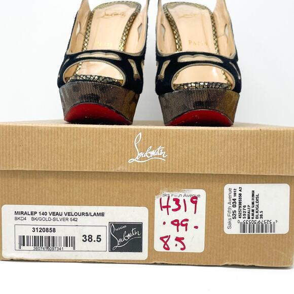 Christian Louboutin Multicolor Suede Lame Miralep 140 Pumps Platforms EU 38.5 - Picture 11 of 11